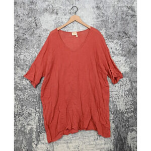 Nation LTD Top Womens Red Orange Gauze Oversize Tunic Size L Large